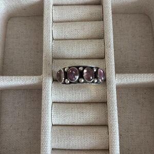 4 Stone Amethyst 925 Silver Ring